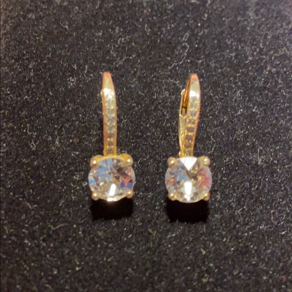 Gold Latch Earrings with gems Sterling Silver